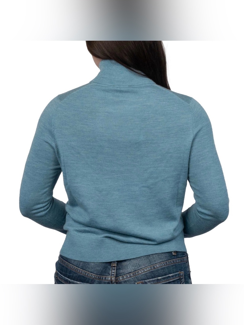 Pendleton Merino Wool Micro Rib Turtleneck Teal - Picture 9 of 9